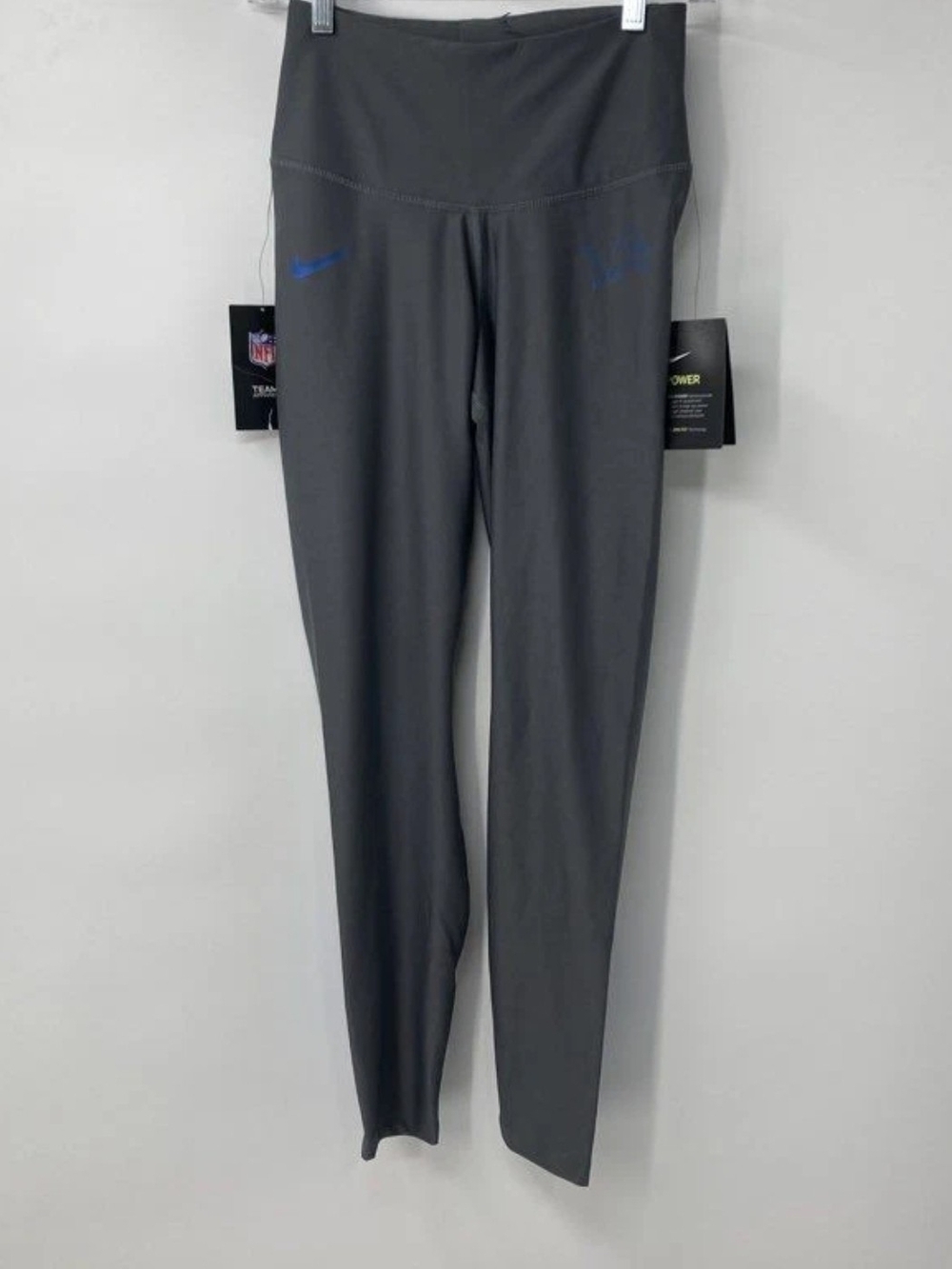 Detroit Lions NFL Women's Dark Gray High-Rise Leggings with Blue Accents